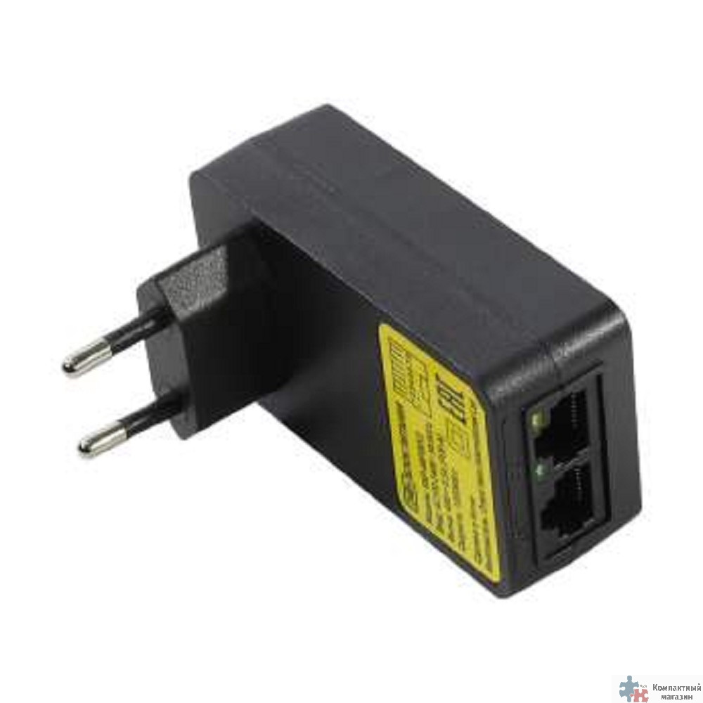 ORIENT SAP-48POEV2, PoE инжектор питания 24Вт, AC 100-240V/ DC 48V, 0.5A, вход: RJ45 LAN 10/100/1000Mbps, выход: RJ45 PoE тип A (1/2+,3/6-), совместим с оборудованием PoE IEEE 802.3af, вилка с кабелем