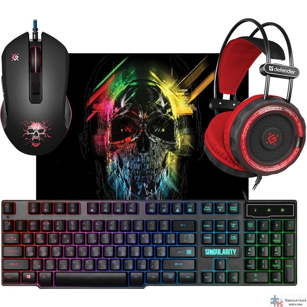 Повреждение упаковки Defender Игровой набор Singularity MKP-118 [52118] {мышь+клавиатура+ковер }