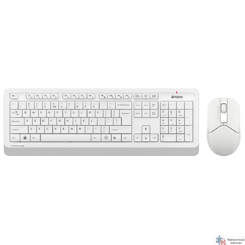 Клавиатура + мышь A4Tech Fstyler FG1012 клав:белый мышь:белый USB беспроводная Multimedia [1599042]
