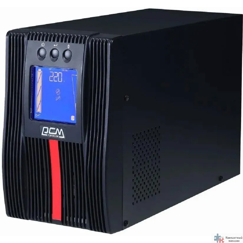 PowerCom Macan MAC-1000 ИБП {On-Line, 1000VA / 1000W, Tower, 4 xC13, LCD, Serial+USB, SNMPslot, подкл. доп. батарей} (1034861)