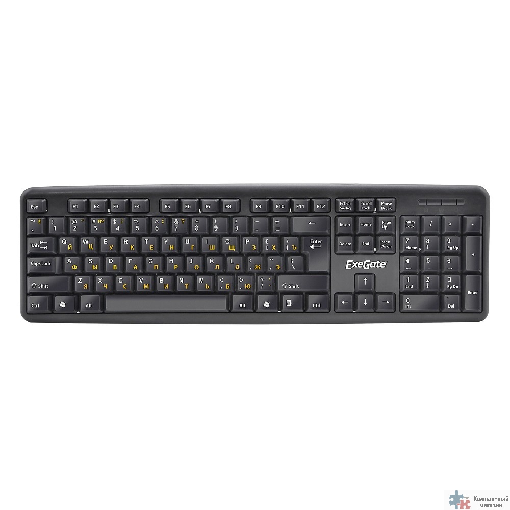 Exegate EX279937RUS Клавиатура Exegate LY-331, <USB, шнур 1,5м, черная, 104кл, Enter большой>, OEM