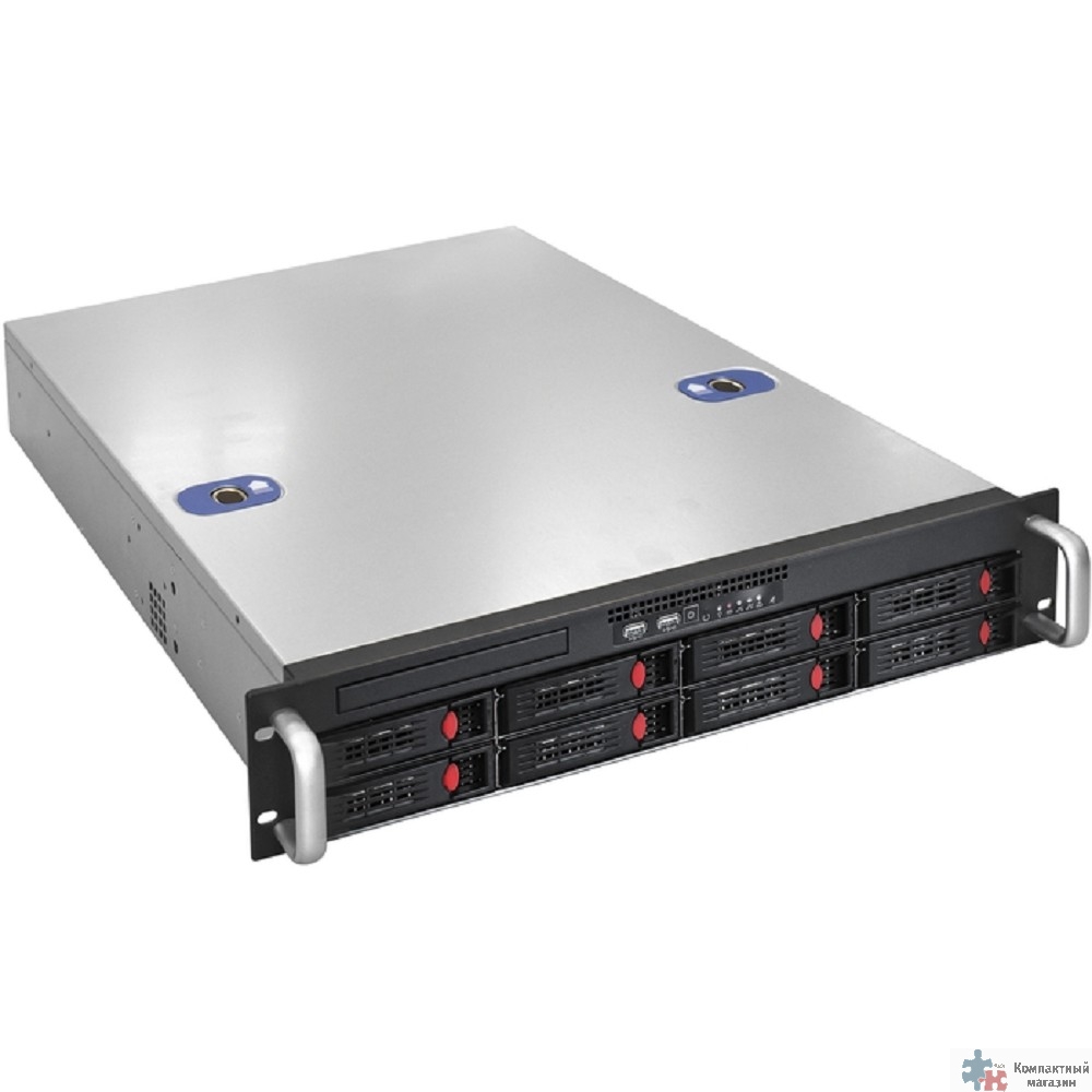 Exegate EX281232RUS Серверный корпус ExeGate Pro 2U550-HS08 <RM 19",  высота 2U, глубина 550, без БП, 8xHotSwap, USB>