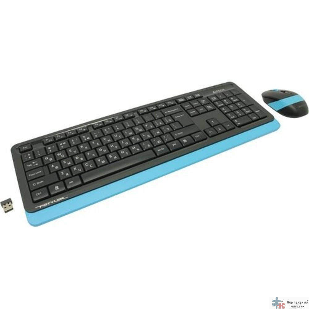 Клавиатура + мышь A4Tech Fstyler FG1010 клав:черный/синий мышь:черный/синий USB беспроводная Multimedia