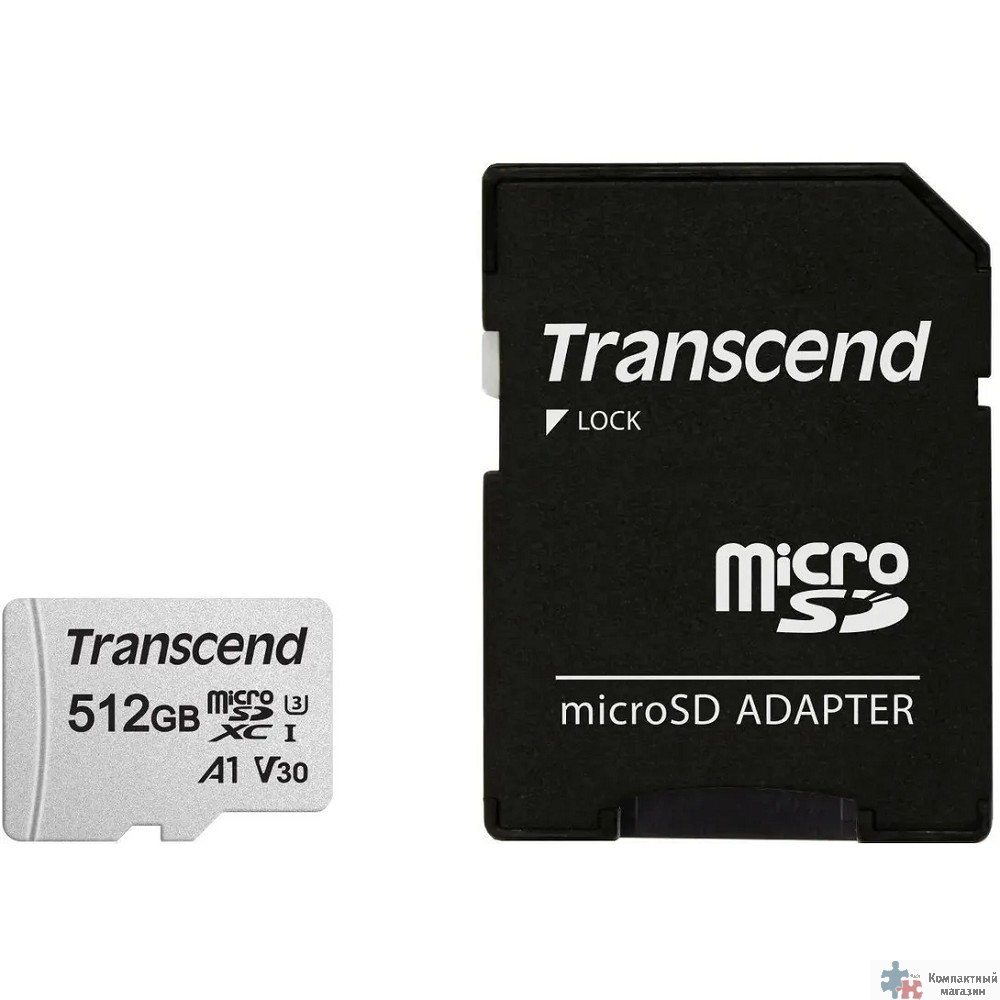 Micro SecureDigital 512Gb Transcend  Class10 TS512GUSD300S-A + adapter