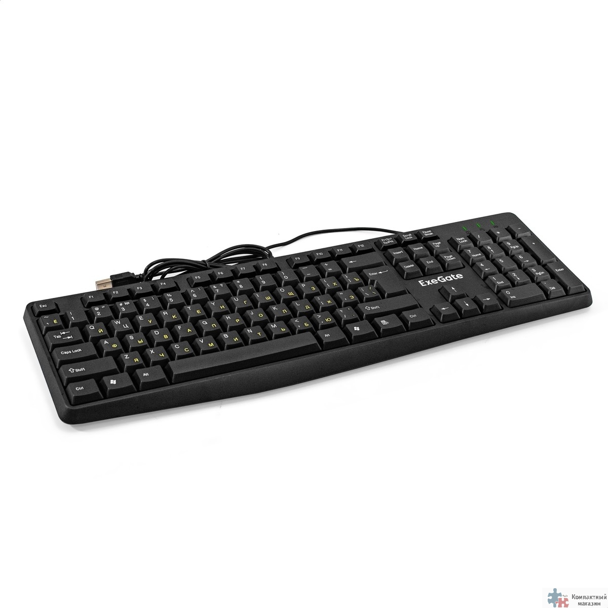 Exegate EX298364RUS  Клавиатура ExeGate Smart K120 (USB, полноразмерная, влагозащищенная, 104кл., Enter большой, длина кабеля 1,6м, черная, RTL)