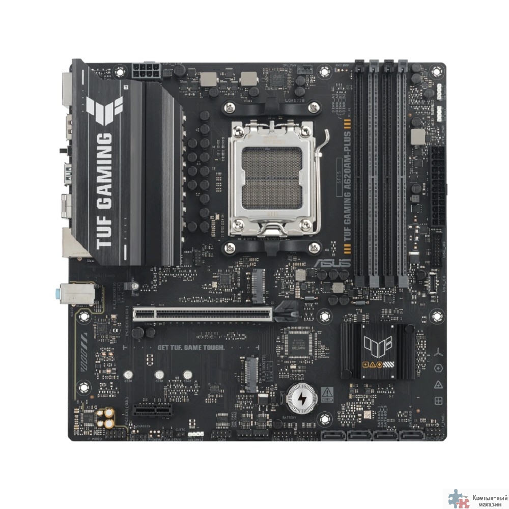 ASUS TUF GAMING A620AM-PLUS (SocketAM5, mATX, 4xDDR5(256GB), 2xDP/HDMI, 2xPCIe 4.0x16/1xPCIe 3.0, 1xLAN (2.5GbE), 4xSATA 6Gb/s, 2xM.2, 2xUSB 3.2, 4xUSB 2.0, 1xPS/2) 