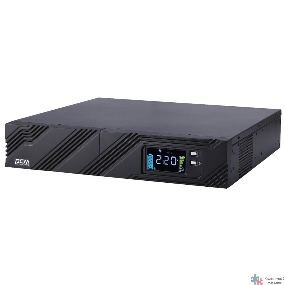 PowerCom Smart King Pro+ SPR-1000 LCD ИБП {Line-Interactive, 1000VA/800W, Rack/Tower, 8хС13, Serial+USB, SmartSlot} (1152572)