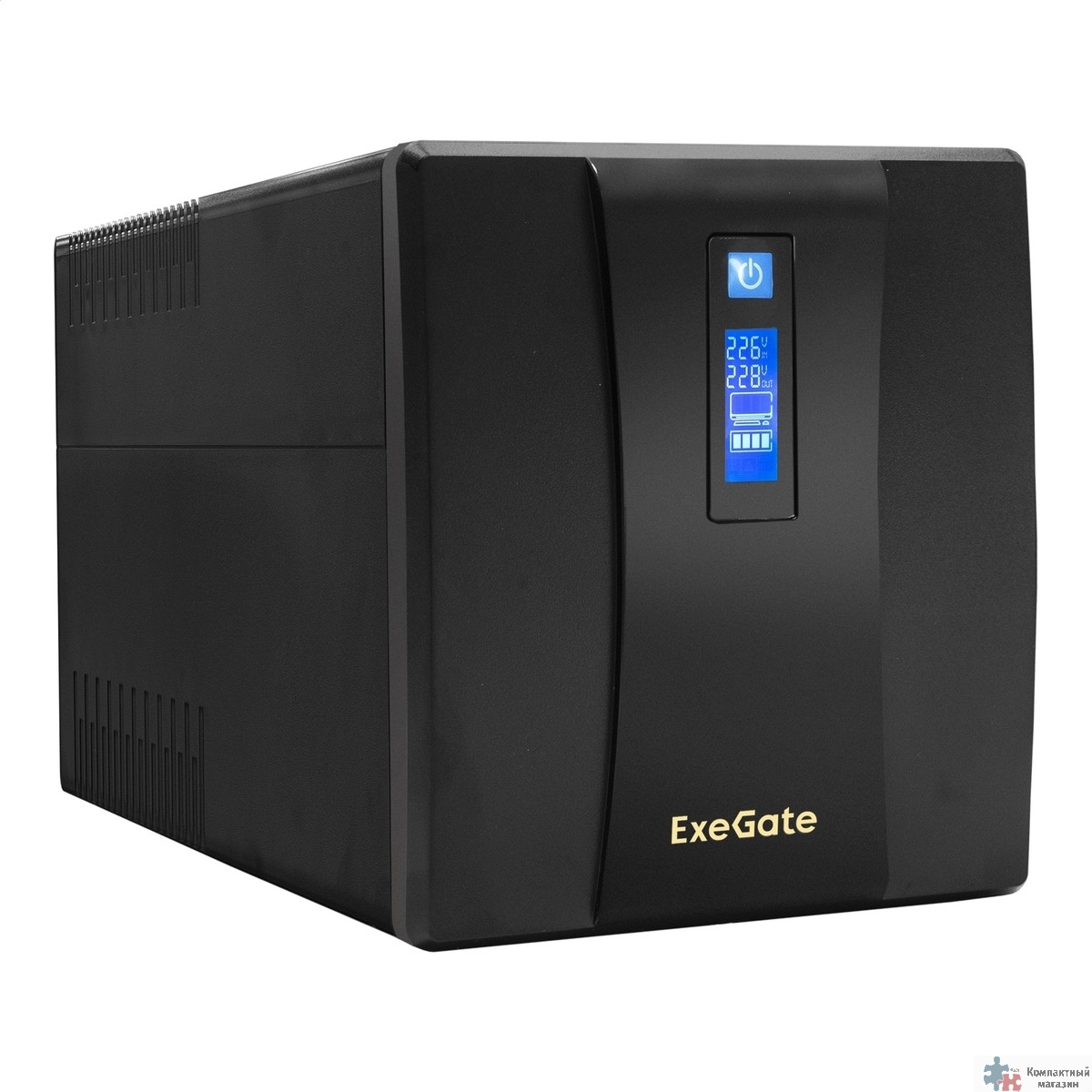Exegate EP285494RUS ИБП ExeGate SpecialPro Smart LLB-1200.LCD.AVR.4SH.USB (1200VA/750W, LCD, AVR, 4*EU/Тип F(Schuko), USB, батарея 12V 7.5Ah - 2 шт., Black)