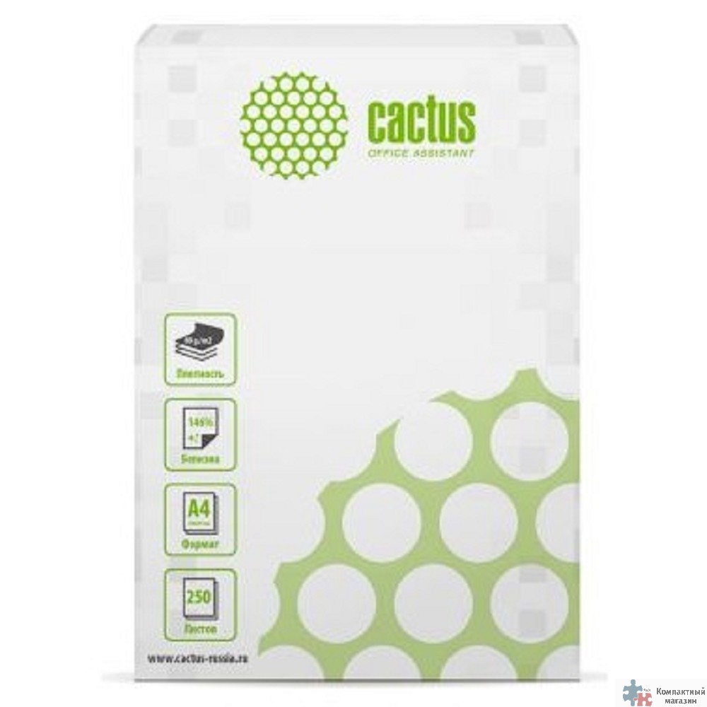 CACTUS Бумага белая офисная  A4/80г/м2/250л./белый CIE146% (отпускается по 1 пачке - 250 листов)