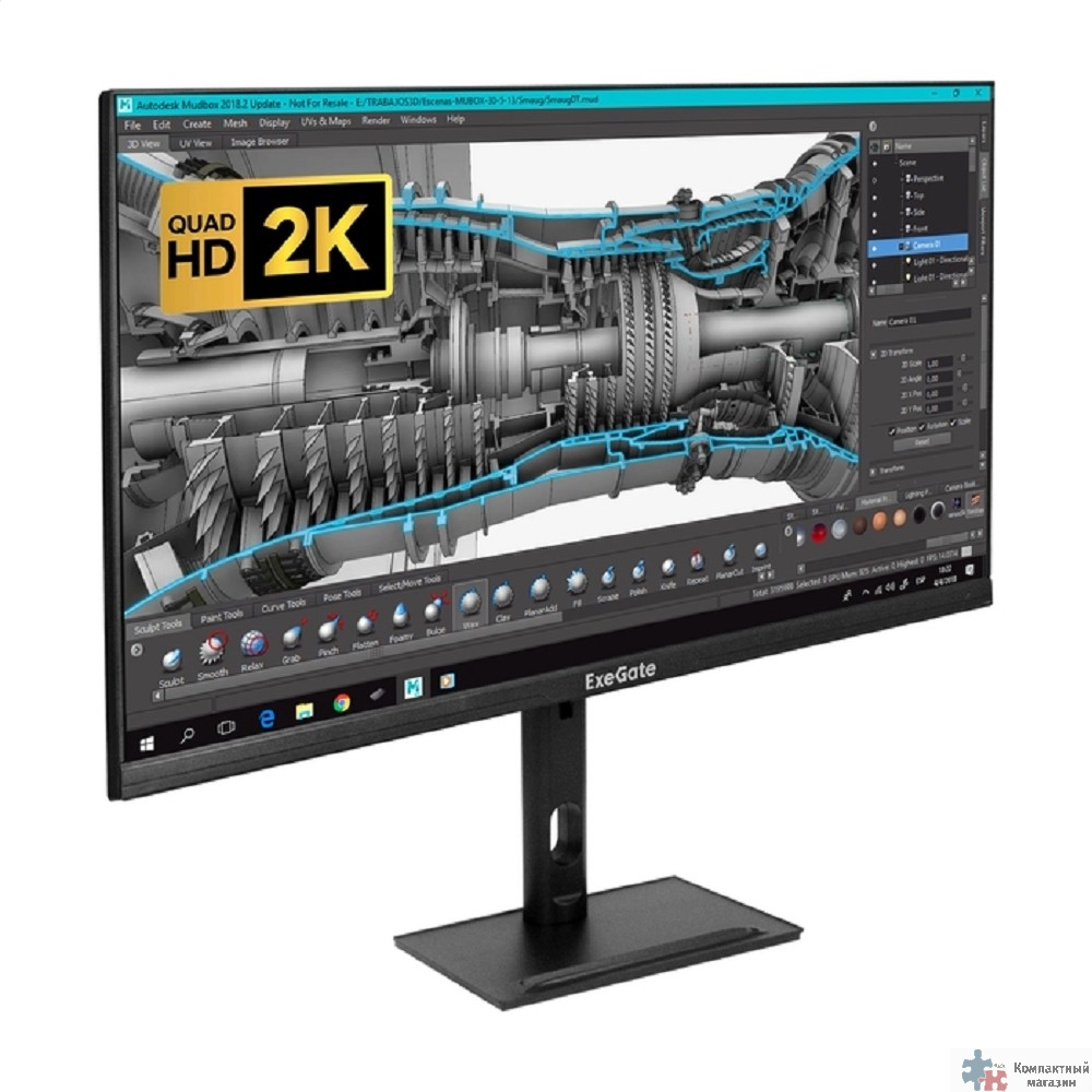 Повреждение упаковки LCD ExeGate 27" ES2707TA SmartView черный {IPS 2560x1440 75Hz 1ms 250cd HDMI DisplayPort HAS USB 2x3W} [EX296976RUS]