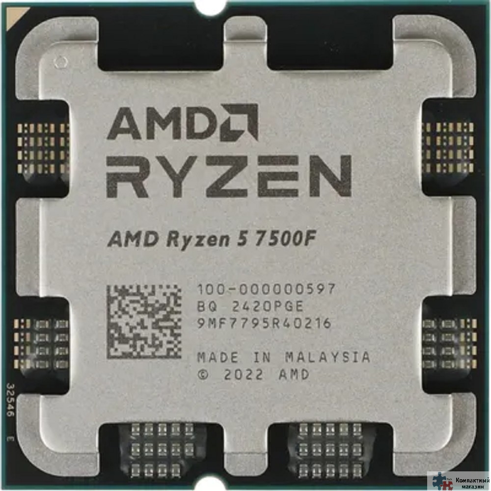 Товар с витрины. Протестирован. CPU AMD Ryzen 5 7500F OEM (100-000000597) {Base 3,70GHz, Turbo 5,00GHz, without graphics, L3 32Mb, TDP 65W, AM5}
