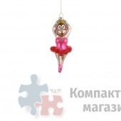 Подвеска на елку Обезьянка-балерина 16,5*6 см розовая