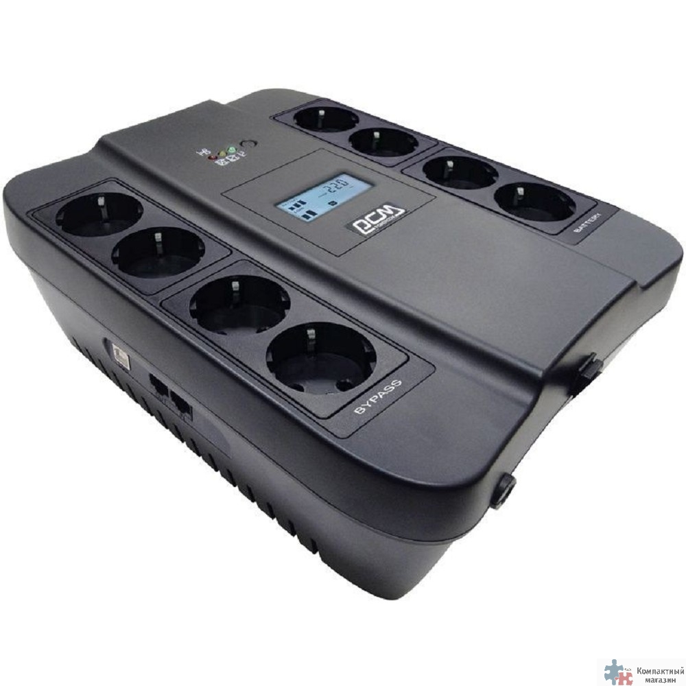 PowerCom Spider SPD-750U LCD ИБП {Line-Interactive, 750VA / 450W, 8xEURO: 4 с резервным питанием, 4 с фильтрацией, USB} (1138691/1642610)