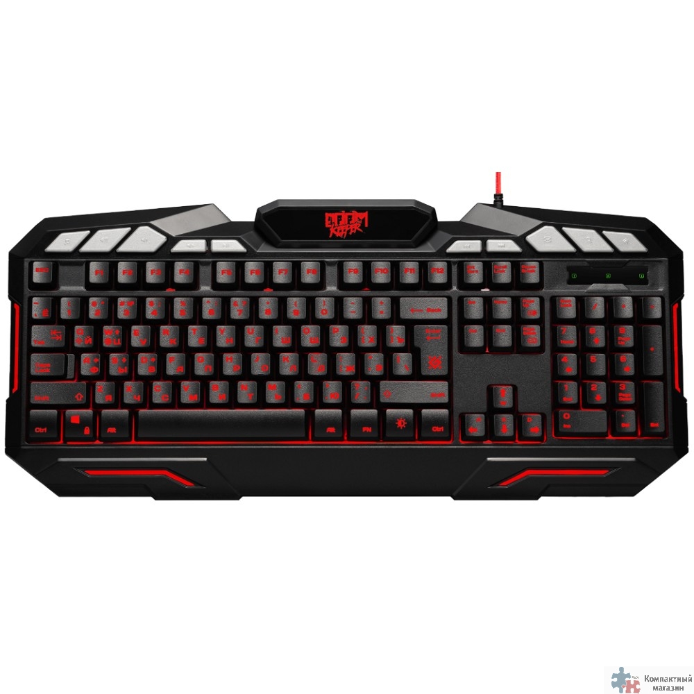 Повреждение упаковки Defender Клавиатура Doom Keeper GK-100DL RU [45100] {Игровая клавиатура, 3-х цветная,19 Anti-Ghost}