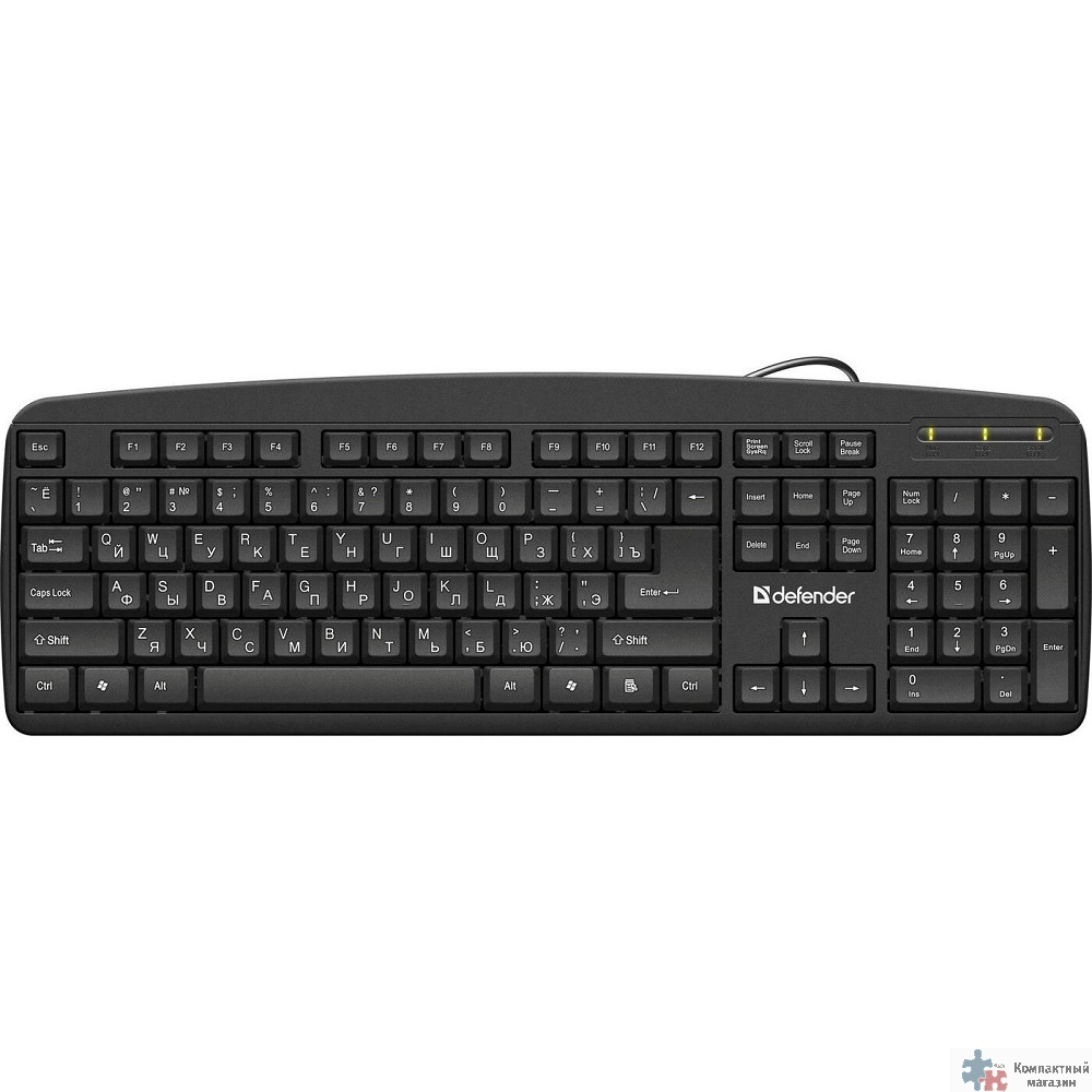 Повреждение упаковки Defender Клавиатура Office HB-910 RU USB [45910] {Проводная, полноразмерная, черная}