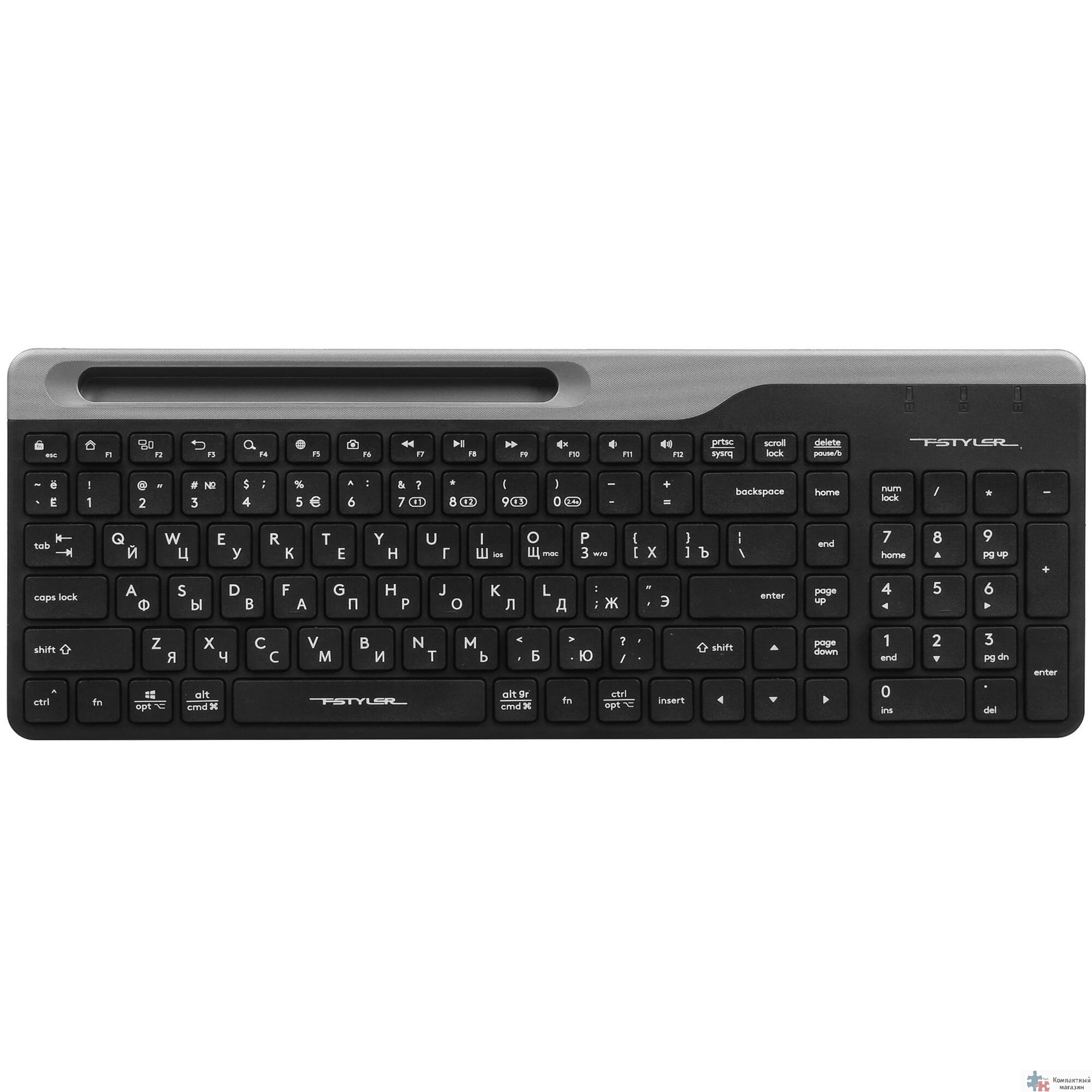 Клавиатура A4Tech Fstyler FBK25 черный/серый USB беспроводная BT/Radio slim Multimedia