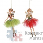 Подвеска на елку Фея в ассортименте 10*3*15 см зеленая/красная