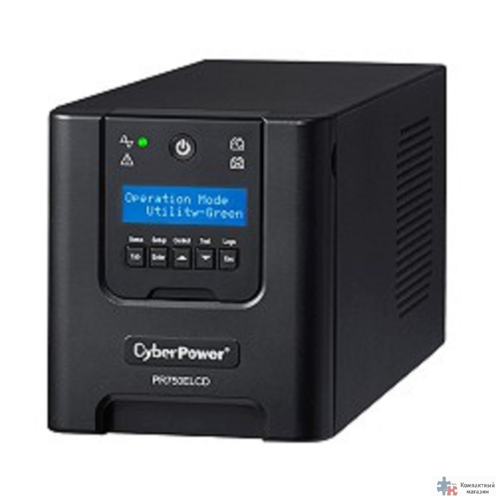 ИБП CyberPower PR750ELCD {Line-Interactive, Tower, 750VA/675W USB/RS-232/EPO/SNMPslot (6 С13) 12В/7 Ач х 2}