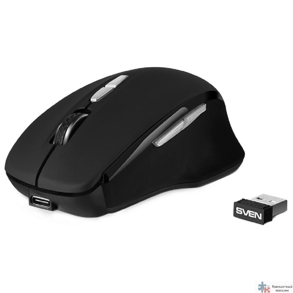 Беспроводная мышь Sven RX-590SW чрн. (бесш. кл., Bluetooth, 2,4GHz, 6+1кл., ST, 800-1600DPI, блист.)
