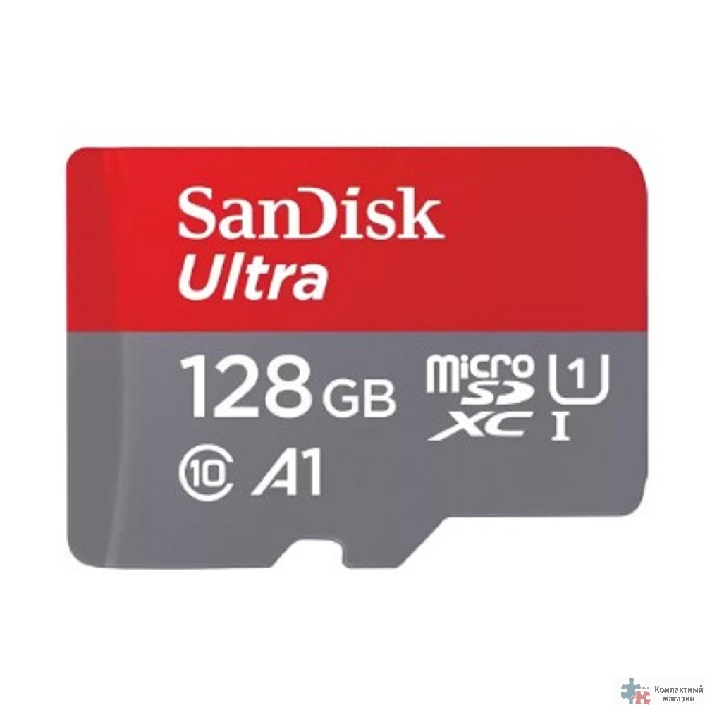 Micro SecureDigital 128GB SanDisk Ultra Class 10, UHS-I, R 140 МБ/с, <SDSQUAB-128G-GN6MN> без адаптера SD