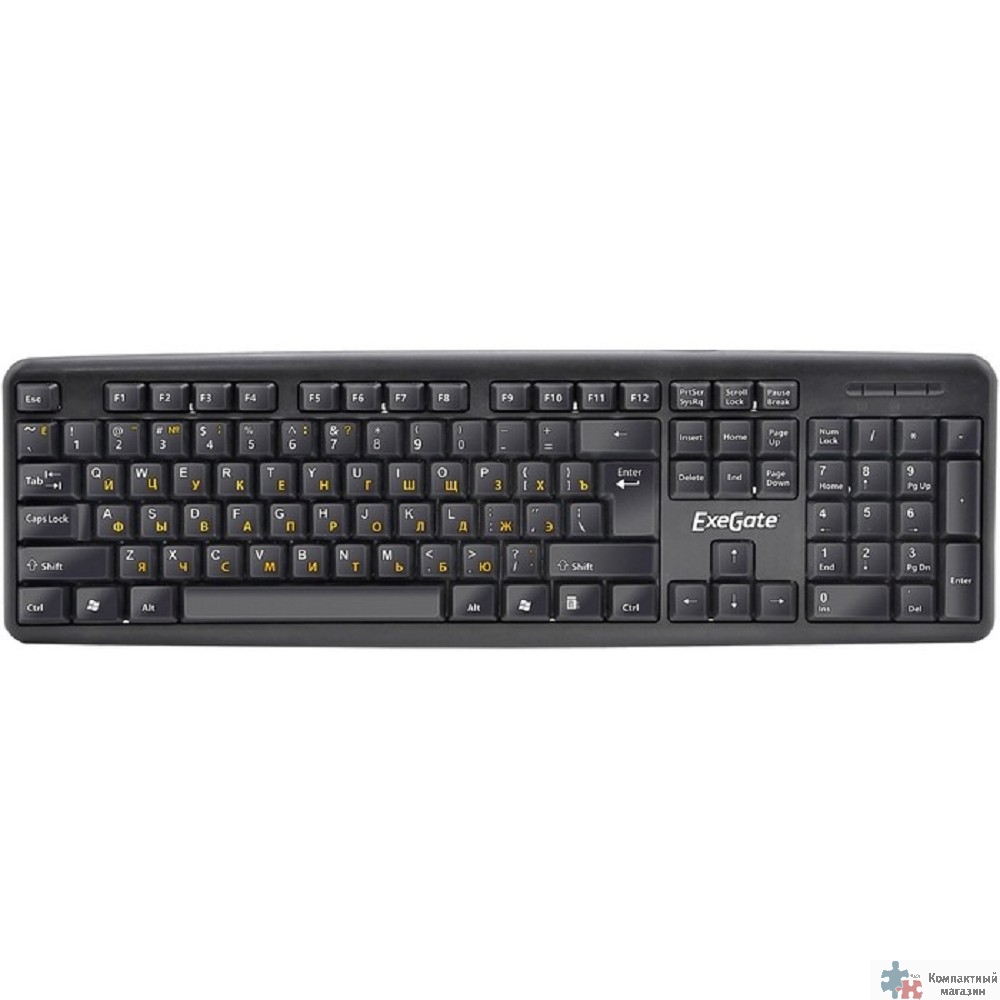 Exegate EX263905RUS Клавиатура Exegate LY-331, <USB, шнур 1,5м, черная, 104кл, Enter большой>, Color box