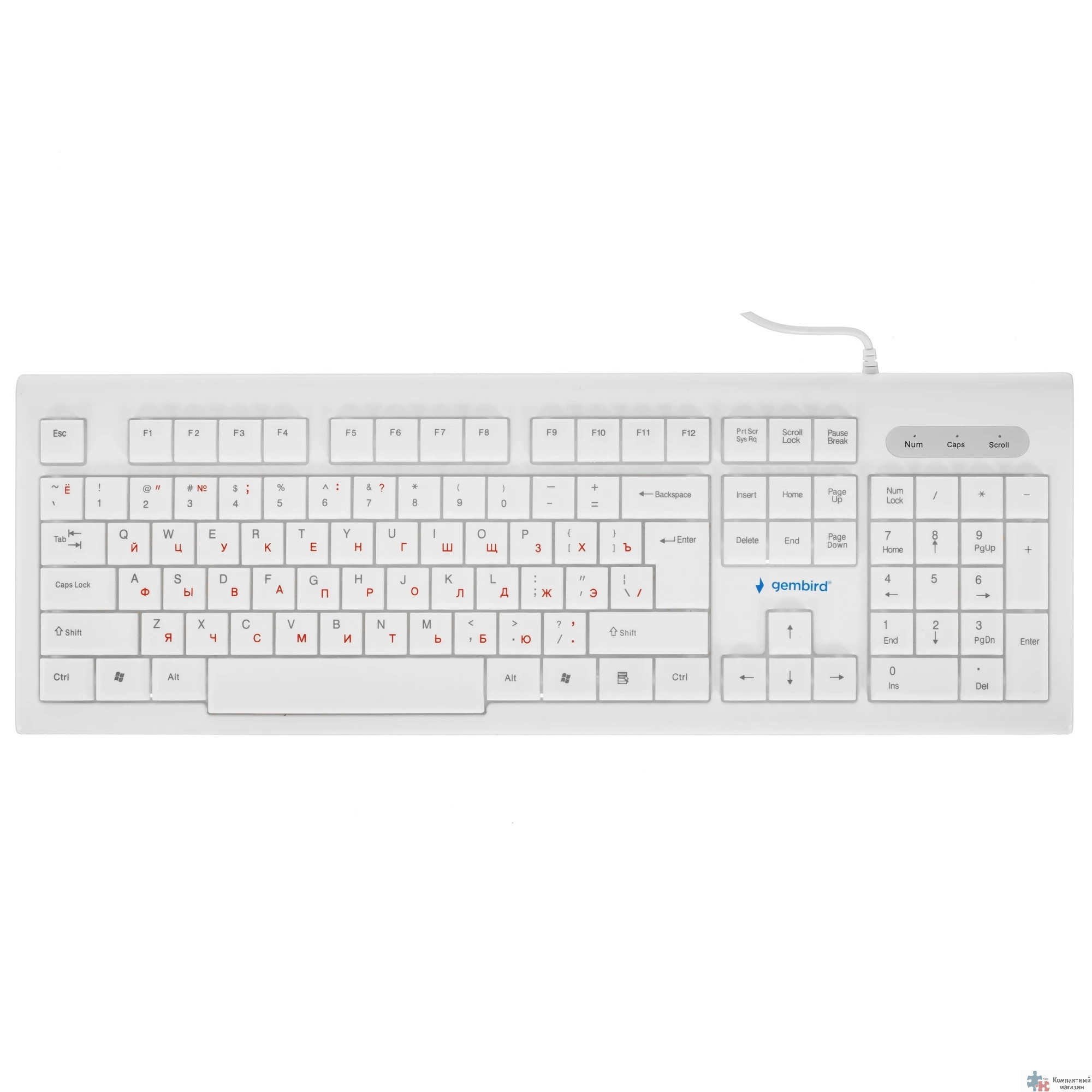 Повреждение упаковки Клавиатура Gembird KB-8354U,{USB, бежевый/белый, 104 клавиши, кабель 1,45м}