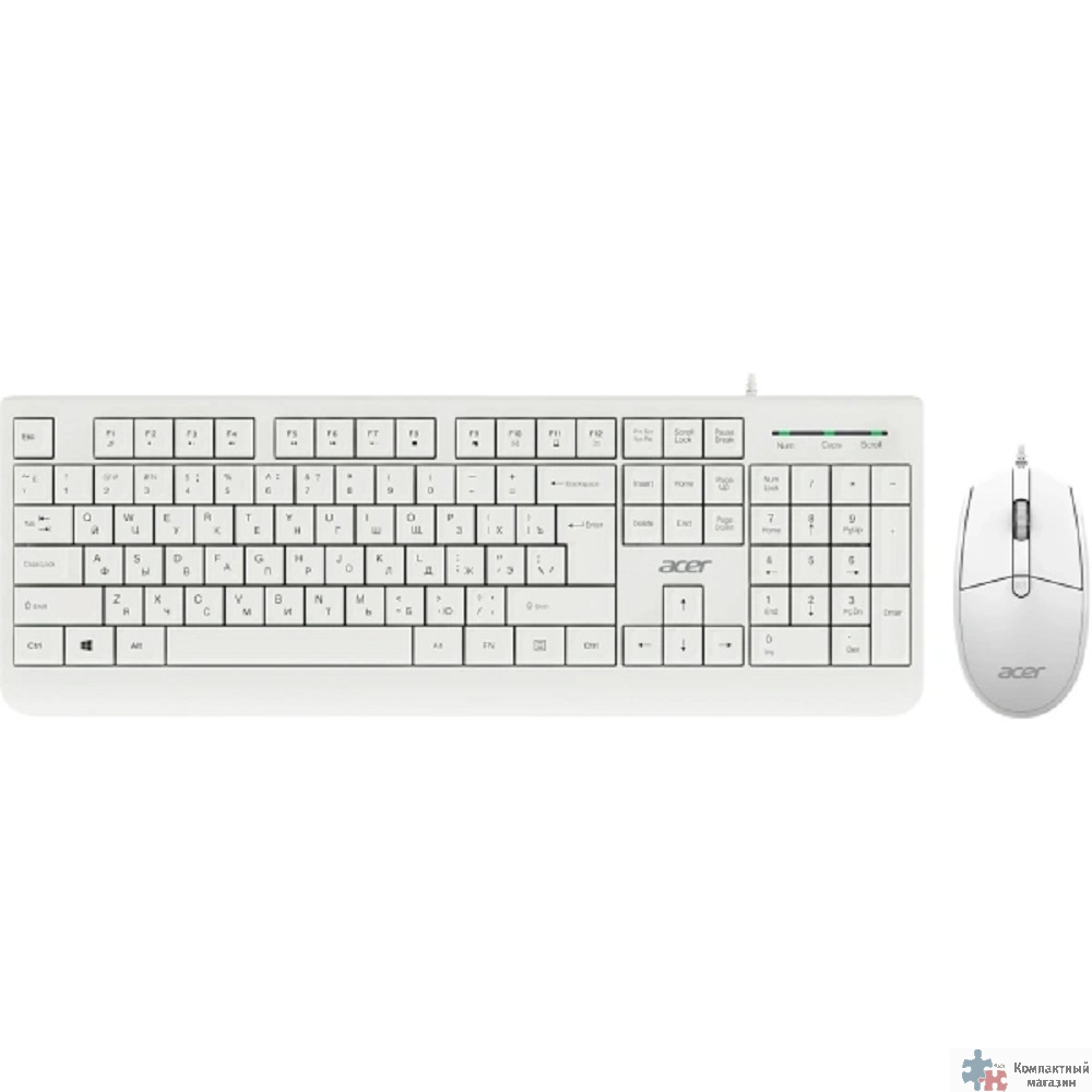 Повреждение упаковки Acer OCC400 [ZL.ACCCC.014] Комплект (клавиатура + мышь)  клав-ра:белый мышь:белый USB проводной