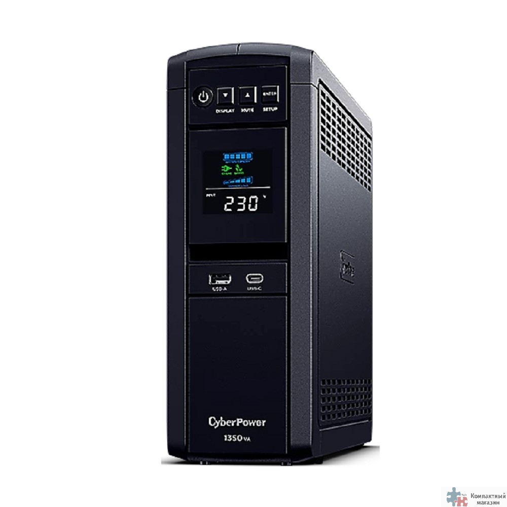 ИБП CyberPower CP1350EPFCLCD {Line-Interactive, Tower, 1350VA/810W USB/RS-232/RJ11/45/USB/SNMPslot  charger A/С (6 EURO), 12В/7 Ач х 2}