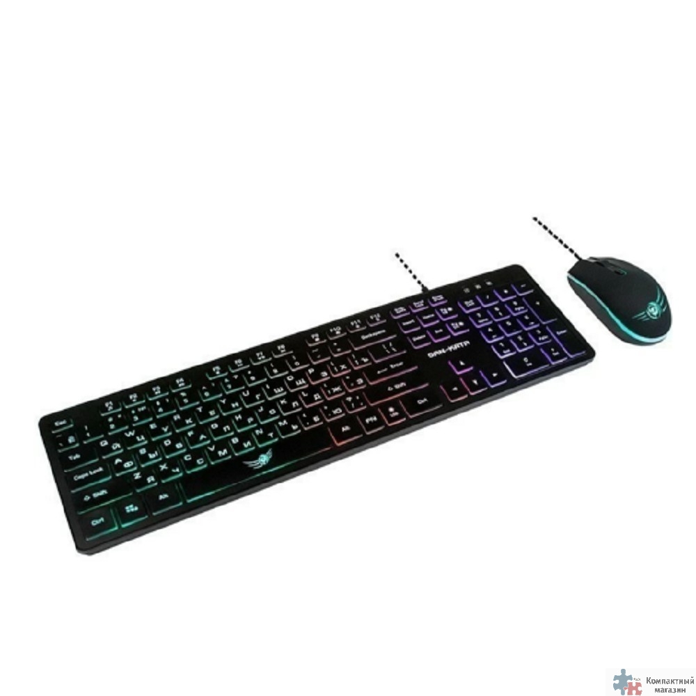 Dialog Проводной игровой набор KMGK-1707U BLACK Gan-Kata - клавиатура + опт. мышь с RGB подсветкой