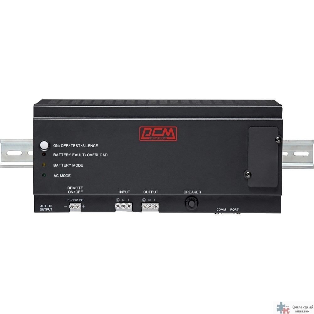 PowerCom DRU-1000 ИБП {OffLine, 1000VA/600W, крепление на DIN-рейку}