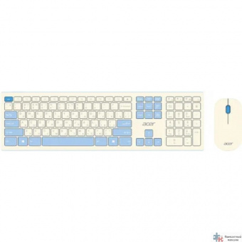 Acer OCC205 [ZL.ACCEE.00C] Комплект (клавиатура+мышь) клав:белый мышь:белый/голубой USB беспроводная slim 